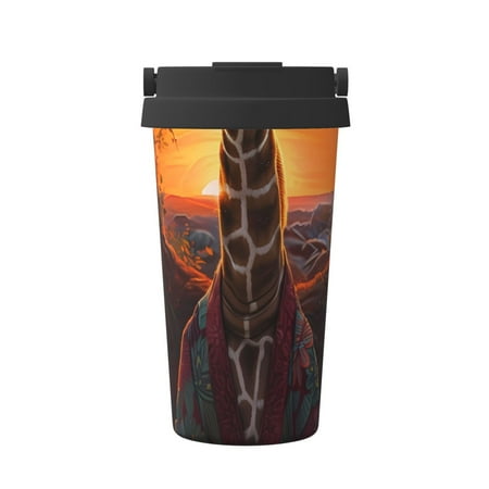

Matuu Tree Hollow Meditating Giraffe for Insulated Coffee Mug Reusable Travel Coffee Cup Spill Proof 16oz Stainless Steel Coffee Cups for Hot/Ice Coffee Tea