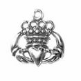 thumbnail image 1 of Sterling Silver 18" 1mm Box Chain Claddagh Ornate Crown Pendant Necklace, 1 of 2