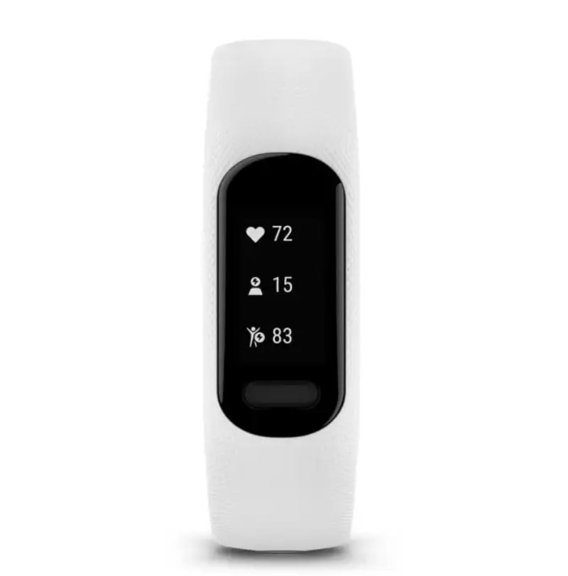 Garmin vívosmart 5, Fitness Tracker, Long-Lasting Battery, Simple Design, White Bundle With USB Wall Charger + More