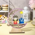 thumbnail image 2 of nvzhuang Ramadan Moon Decor Wooden Hollowed Crescent Moon Eid Mubarak Decorations Table Centerpieces for Home Holiday Party, 2 of 8