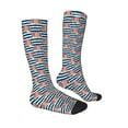 thumbnail image 3 of Picia Women Crew Soft Moisture-wicking Socks Popcorn On Blue Lines Pattern Design Cotton Socks, One Size fit All, 3 of 9