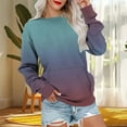 thumbnail image 2 of Women's Baggy Sweatshirts Drop Shoulder Gradient Color Pullover Long Sleeve Front Pocket Loose Casual Fashion Tops (XL, Navy), 2 of 6