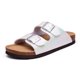 thumbnail image 1 of Sandalias planas para mujer, pantuflas con plantilla de corcho, hebilla ajustable, sandalias de verano a la moda, cómodas y antideslizantes, pantuflas para estar por casa, 1 of 6
