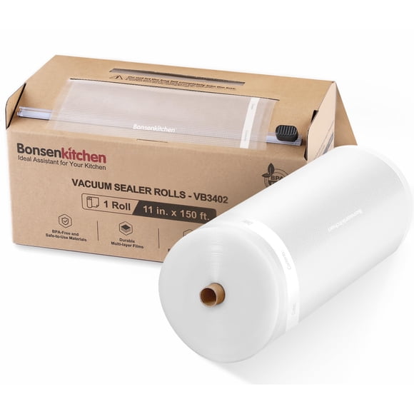[2025 New] Bonsenkitchen 11&acirc;? x 150&acirc;?? Vacuum Sealer Bags Rolls with Cutter for Food Storage, Commercial Grade, BPA Free, Great for Meal Prep and