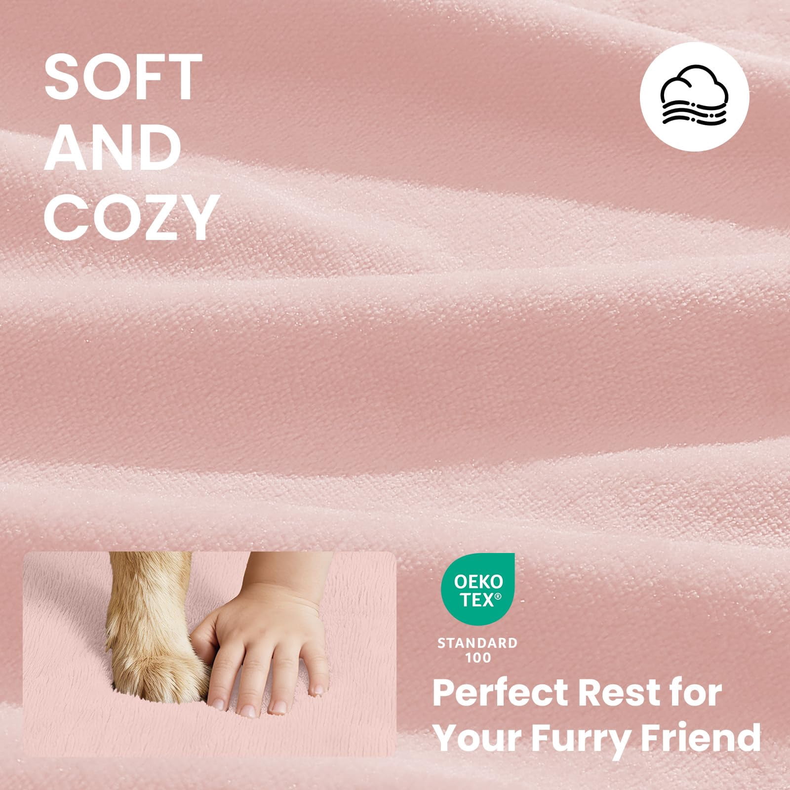 Waterproof Dog Bed For Medium Large Dogs  Machine-washable Removable Cover In Easy-clean Fabric High Density Foam & Easy-carry Handle Wider And Larger 36 Inch (pink)