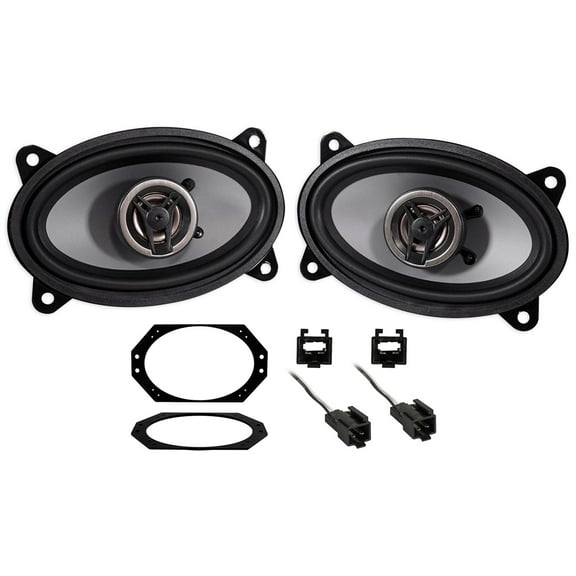 Crunch CS46CX Bundle: Pair 4 x 6 in 250-Watt 2-Way Coaxial Car Speakers, Metra 82-1011 Mounting Bracket, 72-6512 Harness Connector for 97-02 Jeep Wrangler TJ, 3- items