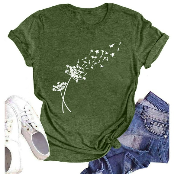NAMTYQX Womens T Shirts Cool Short Sleeve O-Neck Print Hip Loose Patterned Plus Size Light Plus Size Tops for Women Army Green Size S