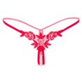 thumbnail image 1 of Tanga de mujer sin entrepierna, de tiro bajo, con perlas y flores para masajes rojo, 1 of 7