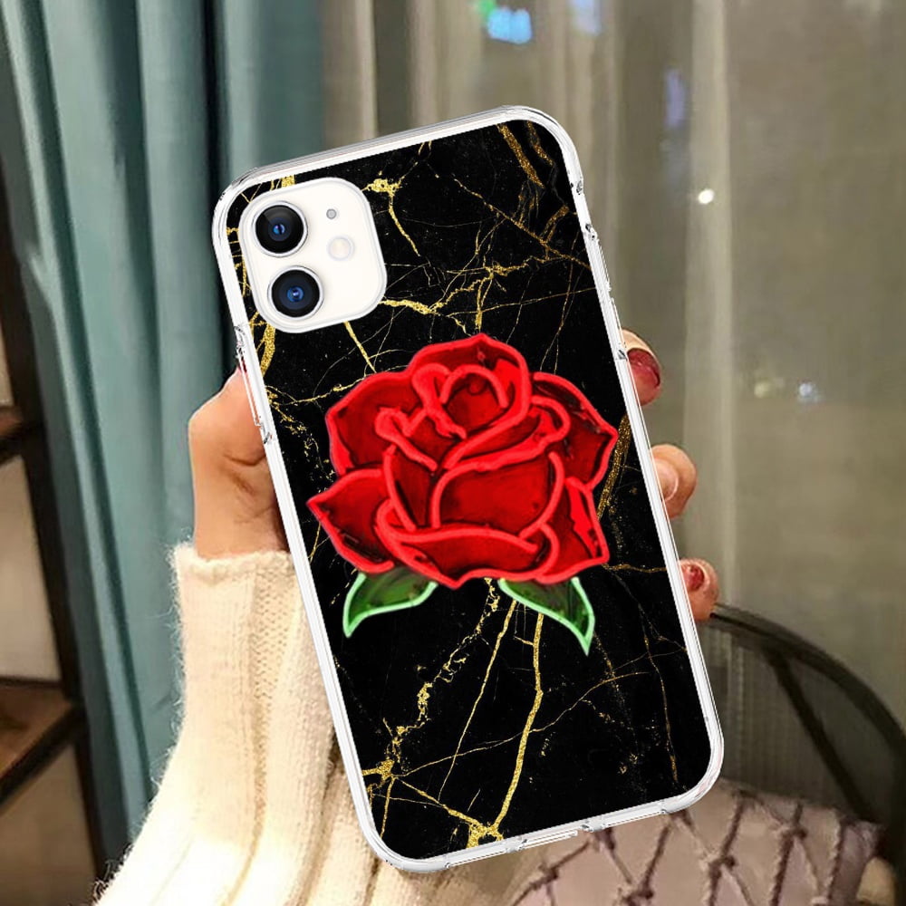 Sturdy Transparent Cell Phone Cases Aesthetic For Iphone 5c 5 5s Se 6 6s 6 Plus 6s Plus 7 Plus 8 Plus 7 8 Se Rose Flower Red Walmart Com