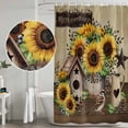 thumbnail image 4 of Farmhouse Sunflowers Shower Curtain, Waterproof Shower Curtains for Bathroom, Western Star Vintage Sparrows Washable Fabric Bathtub Curtain Set Bath Decor with 12 Hooks Standard 72"x72", 4 of 6