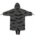thumbnail image 2 of Oversized Wearable Blanket Hoodie,Bat Silhouette Halloween Pattern Sherpa Blanket Hoodie with Super Pockets,Super Warm Fuzzy Pullover for Women & Men, 2 of 6
