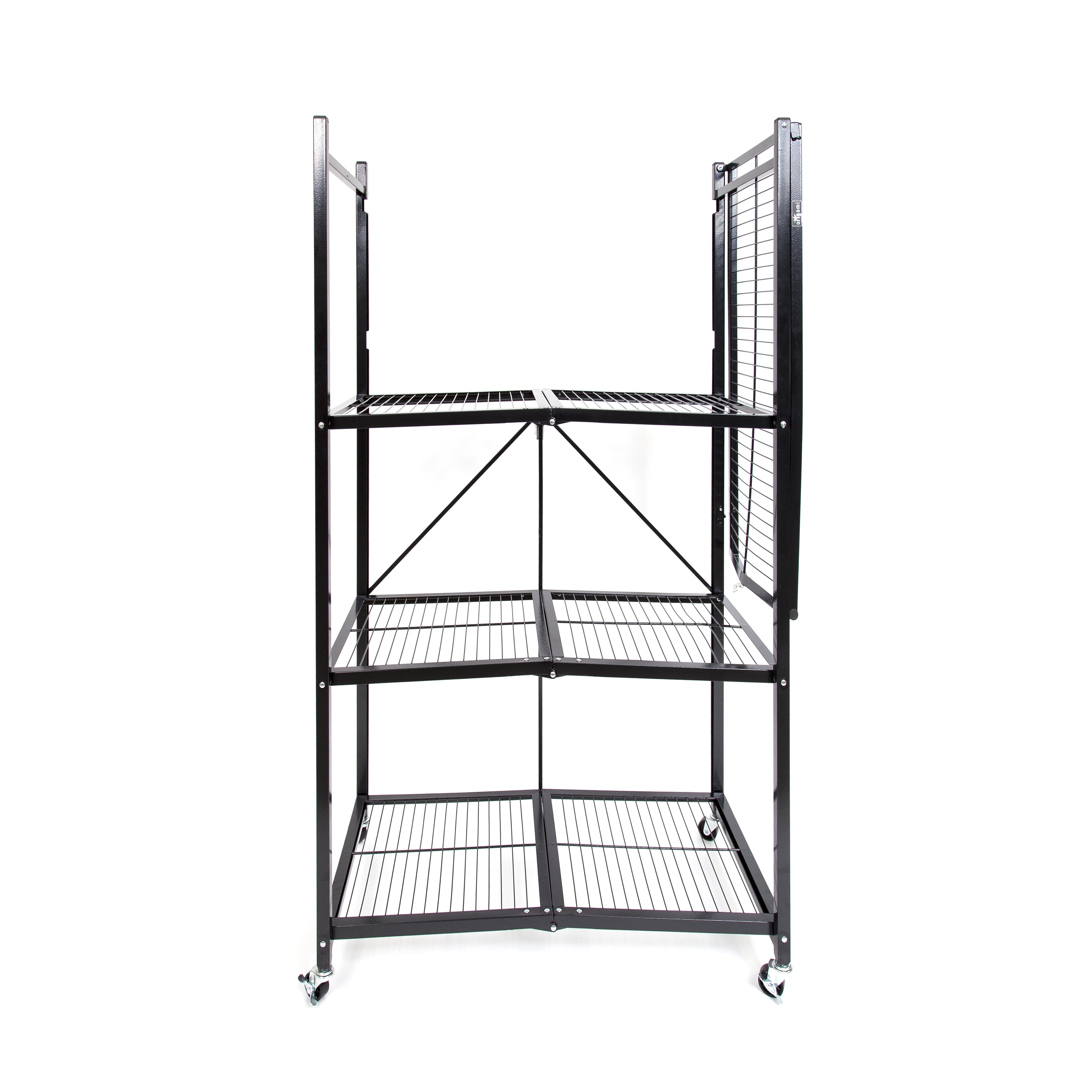 Origami R5 4-Shelf Heavy-Duty Folding Metal Storage Rack Unit with Wheels, Black