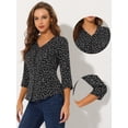 thumbnail image 2 of Blusa de oficina vintage Allegra K con botones de manga 3/4 y lunares Negro XS, 2 of 4