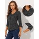 thumbnail image 2 of Blusa de oficina vintage Allegra K con botones de manga 3/4 y lunares Negro XS, 2 of 4