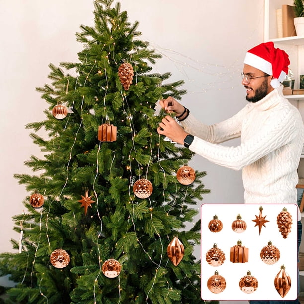Xihbxyly 12 Adornos Navideños para Árbol de Navidad, Bolas de Plástico Brillantes, Reutilizables, para Colgar En El Árbol, Ideales para Oficinas, Hoteles y Mansiones. Juego de 12.
