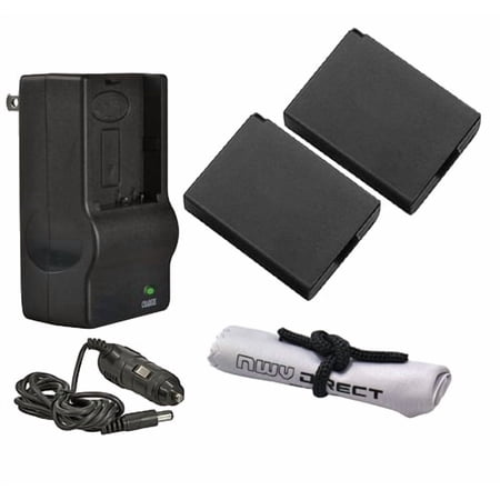 Canon EOS Rebel T5 High Capacity Intelligent Batteries (2 Units) + AC/DC Travel Charger + Nw Direct Microfiber Cleaning Cloth.