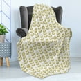 thumbnail image 4 of Floral Soft Flannel Fleece Throw Blanket, Pattern of Monochrome Traditional Scandinavian Style Flowers on Plain Background, Cozy Plush for Indoor and Outdoor Use, 50" x 70", Khaki White, by Ambesonne, 4 of 5