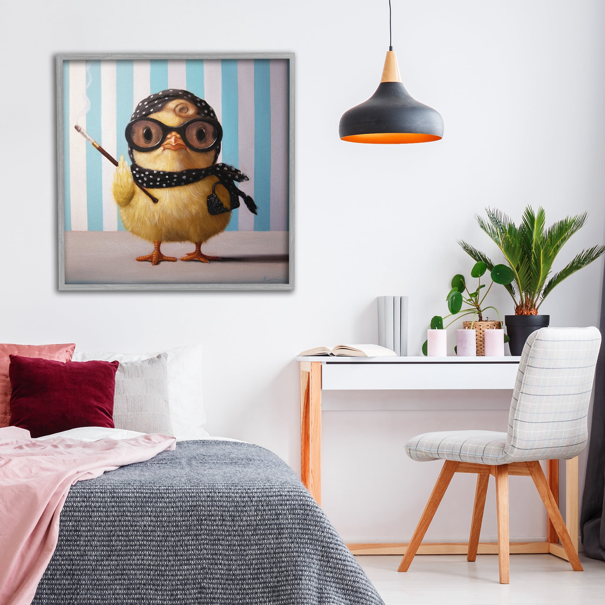 Stupell Industries Audrey Henburn Famous Chick Gray Framed Giclee Art, design by Lucia Heffernan