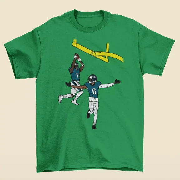 AJ Brown and DeVonta Smith Lob Celebration Football T-Shirt