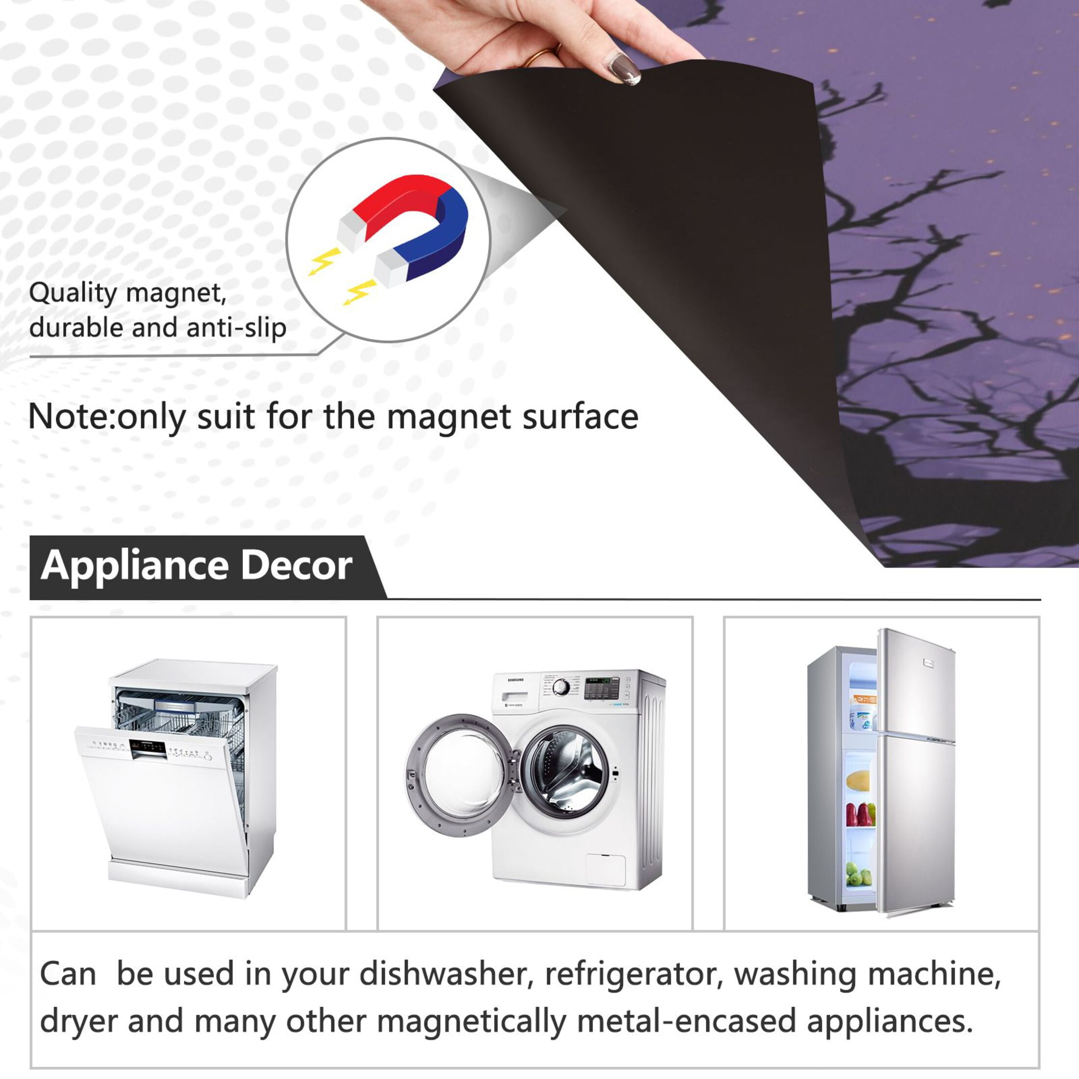 Dishwasher Magnetic Sticker 23x26 Inch Refrigerator Magnetic Sticker Washing Machine Magnetic Sticker Kitchen Panel Magnetic Sticker Home Decor Halloween Pattern