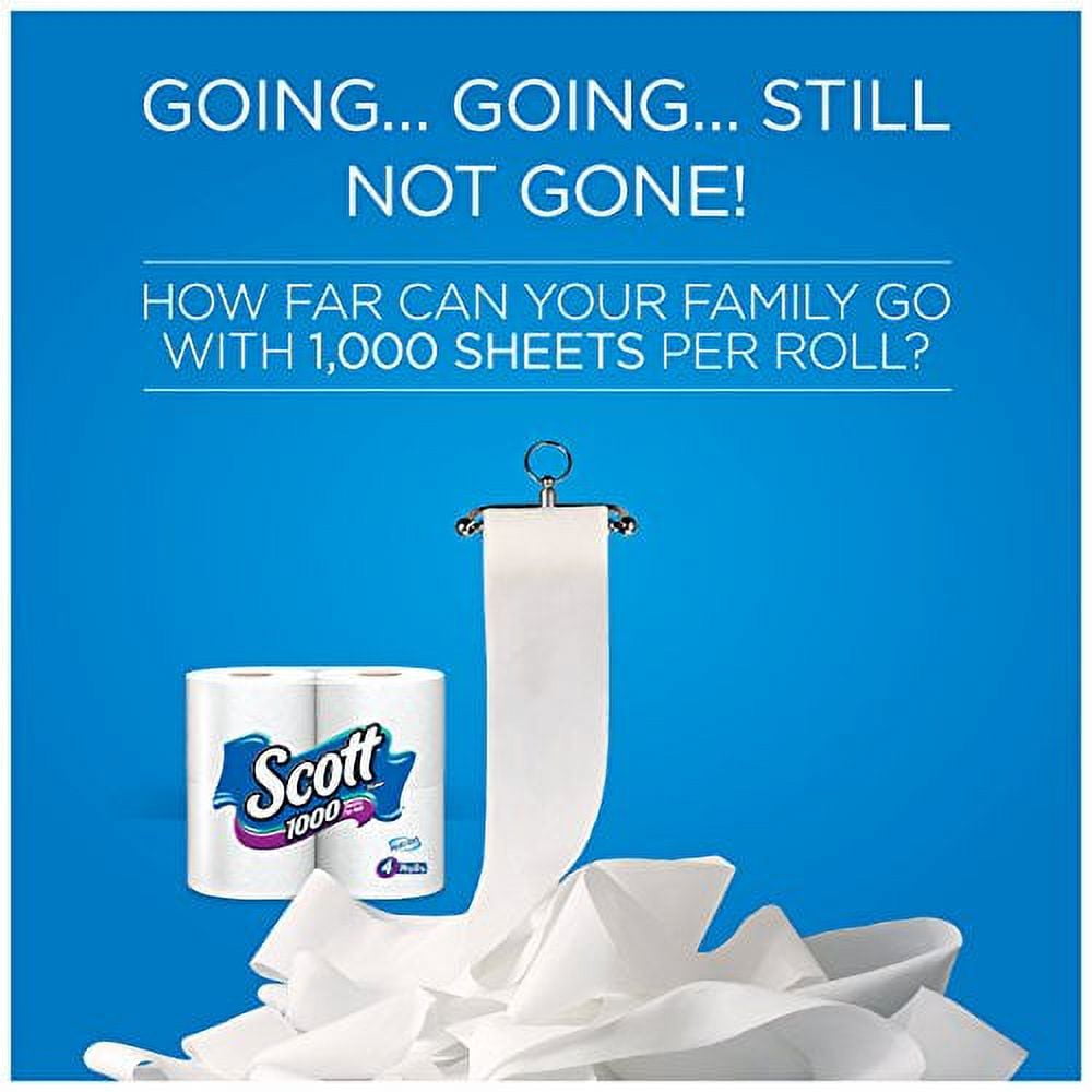 Scott 1000 Toilet Paper, 18 HYZ01 Rolls, Septic-Safe, 1-Ply Toilet Tissue