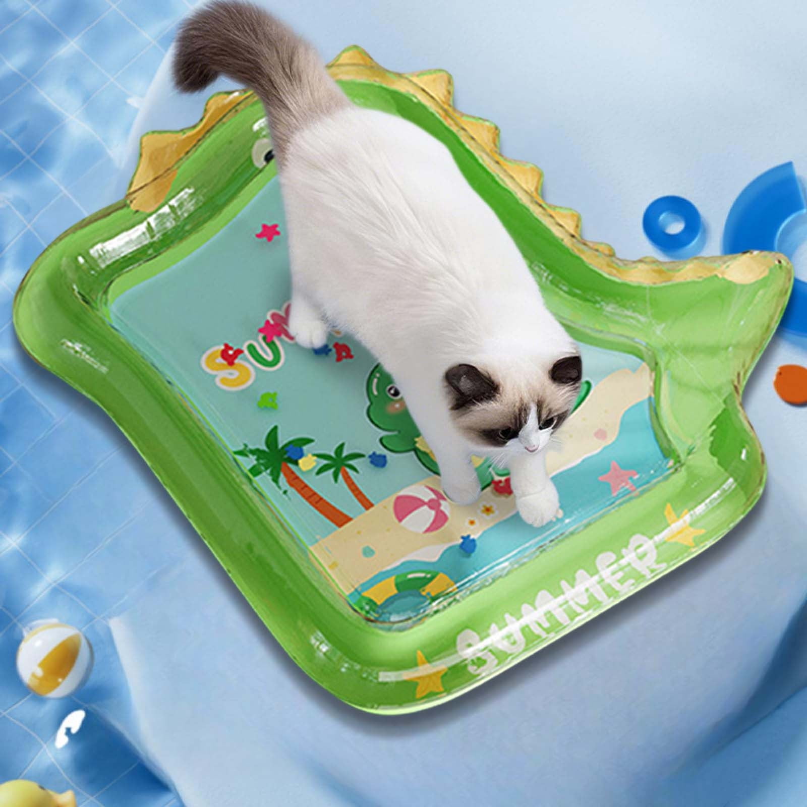 Inflatable Water Sensory Play Mat for Indoor Cats Interactive Ocean Themed Pet Toy Durable Crawling Cushion