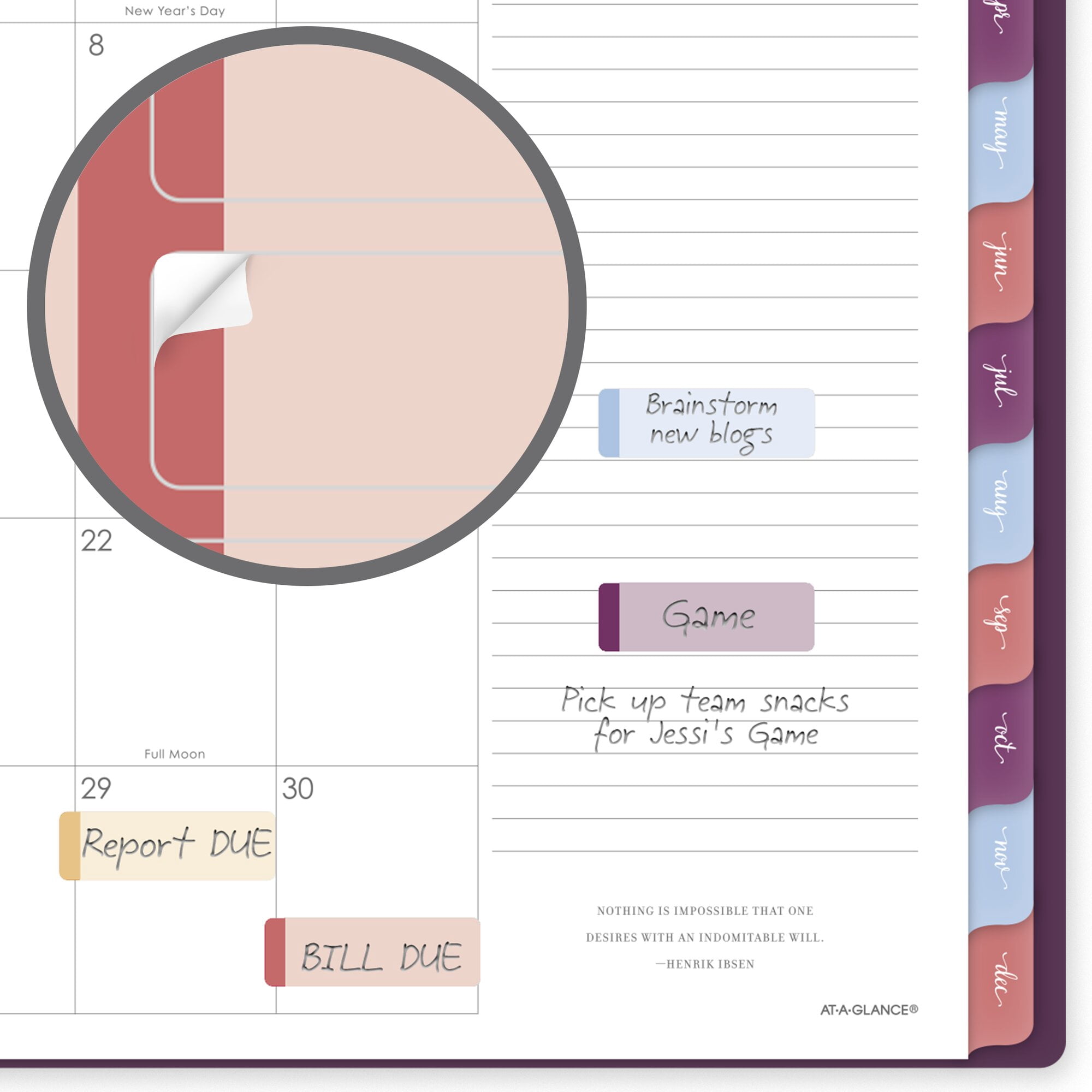 AT-A-GLANCE Harmony 2027 Weekly Monthly Planner Mulberry Medium 7 x 8 34 -