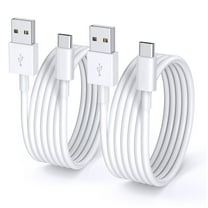 2 Pack USB A to C Cable, White TPE USB A to USB C Cable Fast Charging Compatible for iPhone 17/16/15 Pro Max, for iPad Pro 12.9/11, for Samsung Galaxy S25/S24/S23, Google Pixel,OnePlus,ect