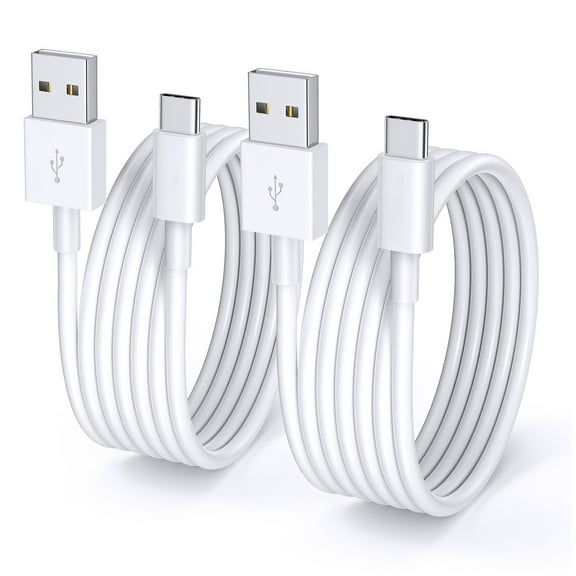 2 Pack USB A to C Cable, White TPE USB A to USB C Cable Fast Charging Compatible for iPhone 17/16/15 Pro Max, for iPad Pro 12.9/11, for Samsung Galaxy S25/S24/S23, Google Pixel,OnePlus,ect