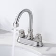 thumbnail image 6 of Wowow 4 in. Centerset Double Handle High Arc Bathroom Sink Faucet with Pop Up Drain in Brushed Nickel, 6 of 8