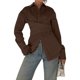 thumbnail image 1 of Blusa Informal de Mujer con Botones Al Frente, Cuello en V, Larga, Diseño Cruzado con Lazo, Ideal para el Trabajo Top Corto Elegante Marrón L, 1 of 7