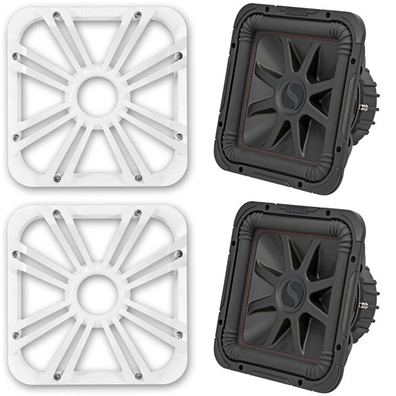Kicker (2) 45L7R124 L7R 12-Inch (30cm) Subwoofer, Dual Voice Coil, 4-Ohm w/ White LED Grill Bundle