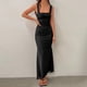thumbnail image 2 of Vestido de malla a la moda para mujer vestido de Color sólido con hombros descubiertos trajes de noche ajustados, 2 of 7