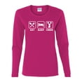 thumbnail image 2 of Cheerleading Eat Sleep Cheer Girl Sports Womens Graphic Long Sleeve T-Shirt, Fuschia, X-Large, 2 of 3