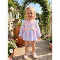 thumbnail image 3 of Cjfdfy Newborn Baby Girl Christian Romper Dress Jesus Loves Me Ruffle Embroidery Long Sleeve Striped Bow Jumpsuit Little Baby Cute Holiday Fall Winter Clothes 0-18M, 3 of 9