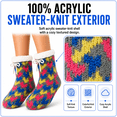 thumbnail image 3 of Girls Chenille Yarn Cabin Socks, Soft Sole Sherpa Lined with Silicone Grippers, GREY, M/L, 3 of 8