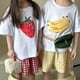 thumbnail image 5 of Conjuntos de camisetas de algodón para niños de 1 a 10 años, camiseta con patrones de frutas y pantalones cortos a cuadros, traje para niños y niñas, ropa de casa para niños, 5 of 6