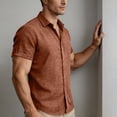 thumbnail image 6 of Men's Linen Short Sleeve Shirts Cotton Casual Lightweight Button Down Shirt Beach Vacation Summer Top Beach Shirt Brown 3XL, 6 of 9