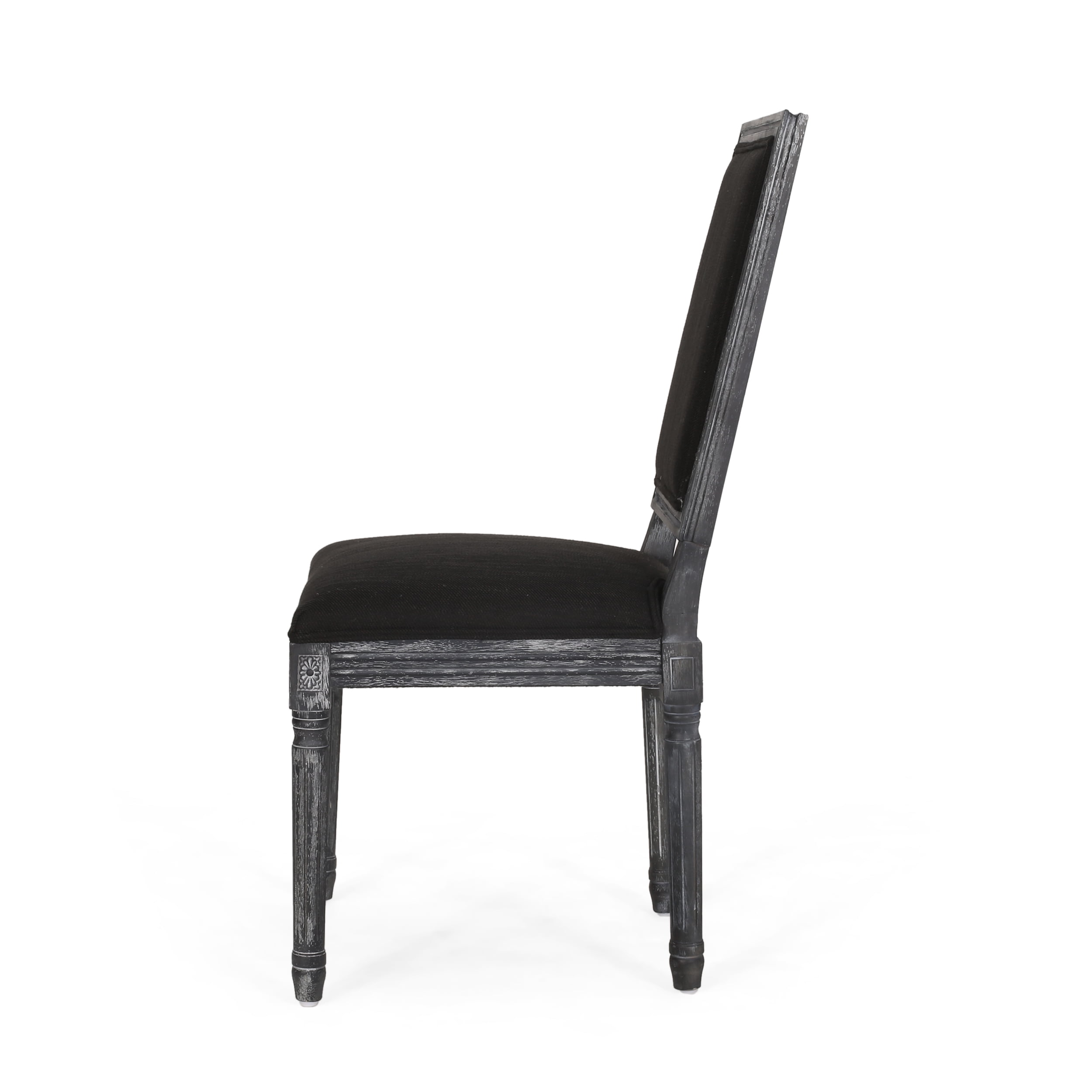 Noble House Robin French Wood Upholstered Dining Chair, Set of 4, Black