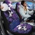 thumbnail image 2 of Uorisanigo 2 Pack Car Seat Covers Set Front Seats Only, Flurry Skeleton Purple Rose Bucket High Back Car Front Seat Covers Universal Auto Interior Accessories Fit for Most Cars, 2 of 7
