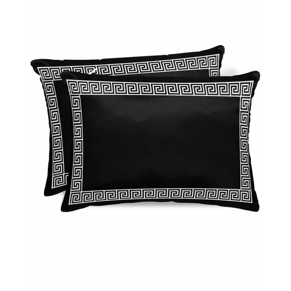 Hokiten King Size Pillow Cases Set of 2, Pillow Covers for Bed, Black Satin Pillowcases with Zipper for Hair/Skin, Pillow Protector Cover, Modern Geometric Abstract Art Aesthetics 20x36 Inches
