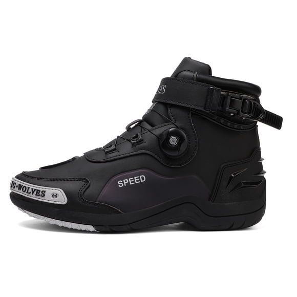 JG WOLVES - Bottes de Moto - Confort et Aventure Toutes Saisons - Chaussures de Randonnée et de Tout-Terrain Imperméables - pour Hommes et Femmes, Noir, 40
