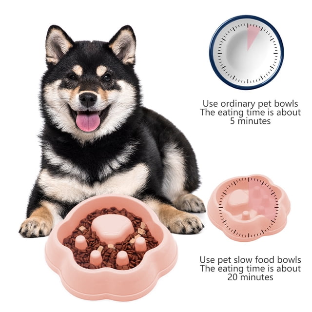 Comedero lento para perros – Plato antiasfixia para gatos | Huella de pata elevada, base antideslizante, fácil de limpiar | Plástico de grado alimentario | Multicolor | 20x19x4,5cm