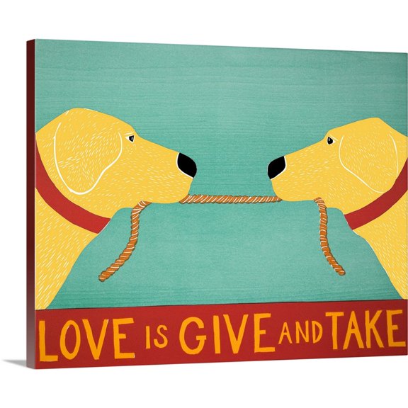 Great BIG Canvas | "Love Is Yellow Yellow" Canvas Wall Art - 20x16