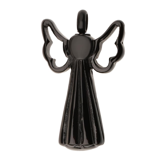 Colgante conmemorativo de cenizas con forma de cruz de ángel de acero inoxidable dorado/negro