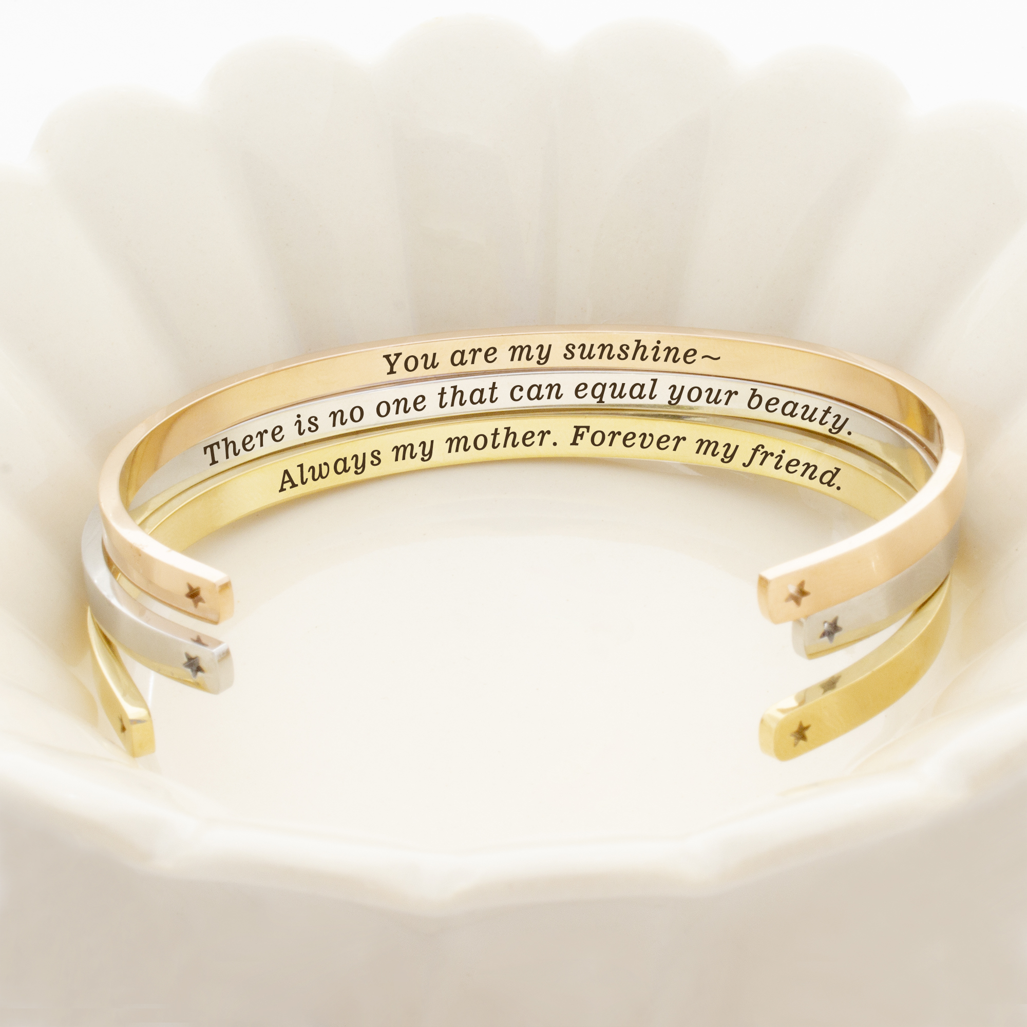 "We will always be connected…" Adjustable Silver Stainless Steel Cuff Bangle Mother's Day Gift Set