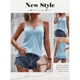 thumbnail image 7 of Xuanfei Women V Neck Solid Color Double Shouler Strap Sleeveless Tank Top, 7 of 7