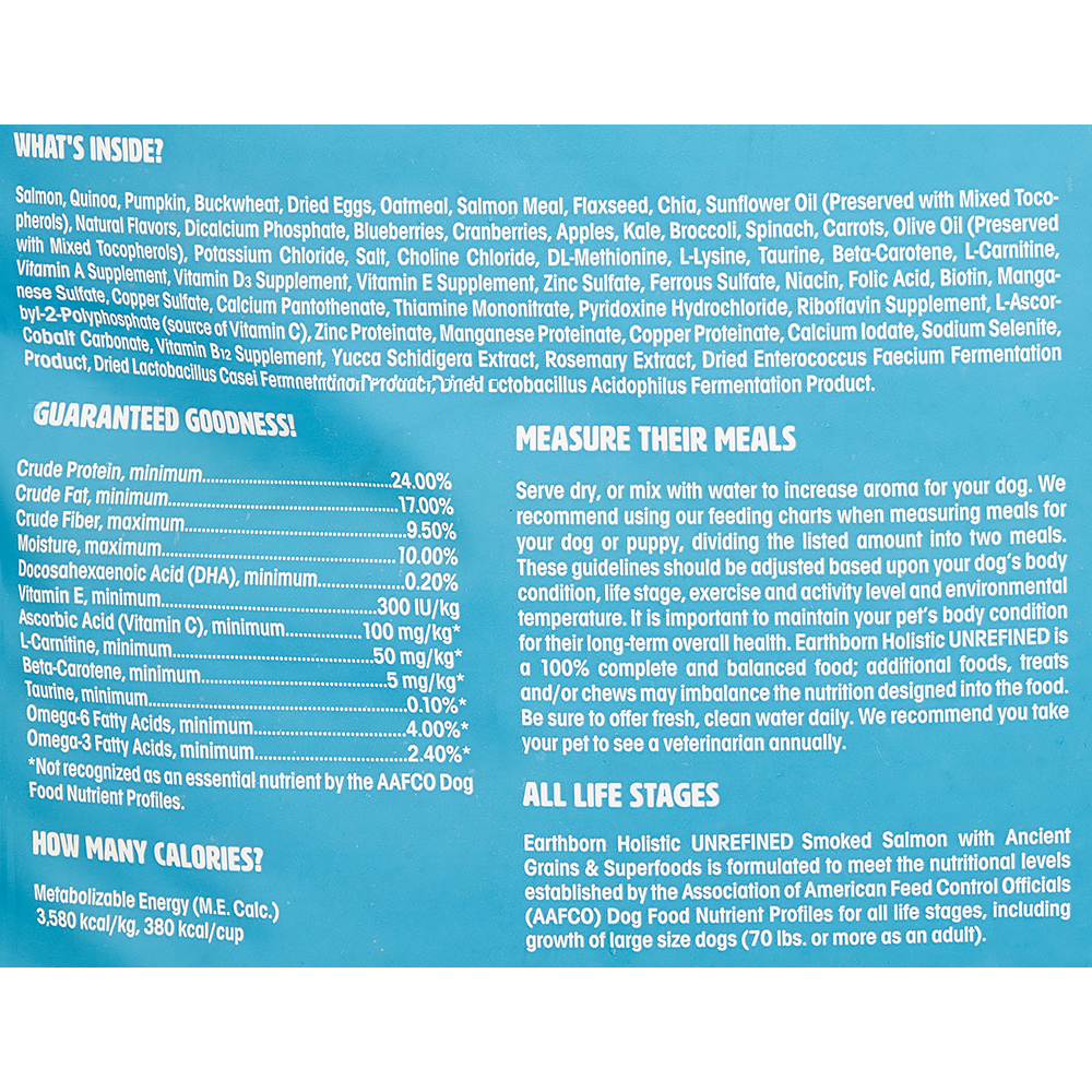 Earthborn Holistic Unrefined Salmon with Ancient Grains Dry Dog Food, 25 lb
