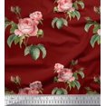 thumbnail image 1 of Soimoi Red Cotton Duck Fabric Leaves & Rose Floral Printed Fabric 1 Yard 56 Inch Wide, 1 of 3