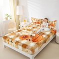 thumbnail image 2 of Manfei Classic Halloween Pumpkin Lantern Fitted Sheet Full,White Ghost Print Bed Set,3 Pieces,1 Fitted Sheet and 2 Pillowcases, 2 of 6